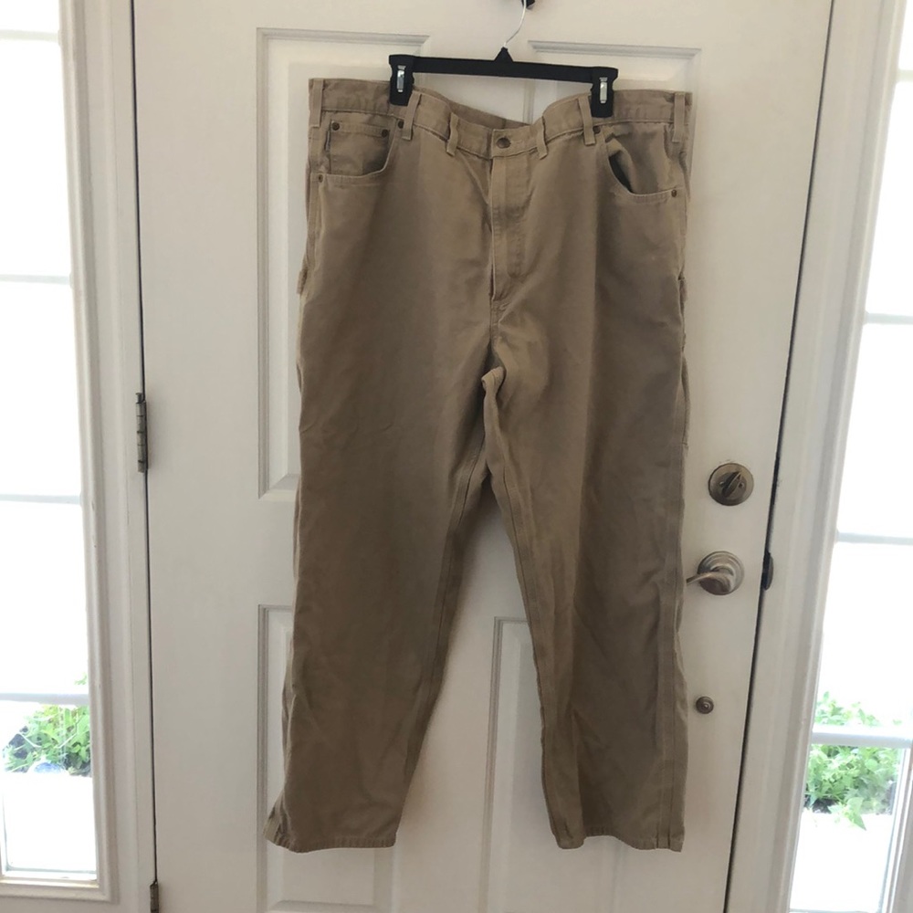 Men’s Carhartt pants, loose fit, 44/32, khaki color